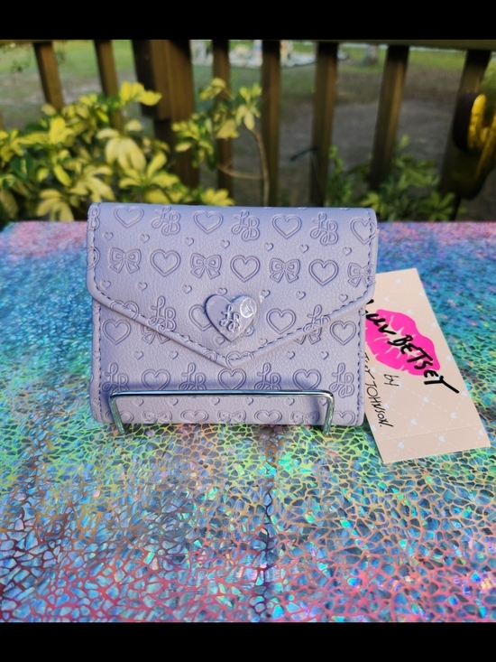 Betsey Johnson Handbags - Lavender Embossed Heart Compact Wallet By Betsey Johnson
